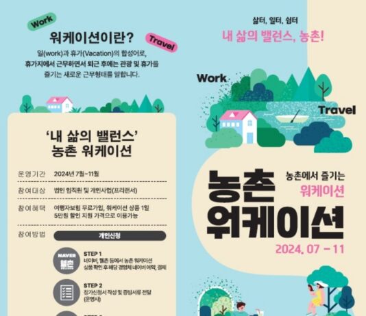 농촌에서 일하고 쉬는 워케이션 참가비 지원